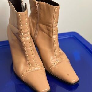 Elegant Tan Leather Ankle Boots